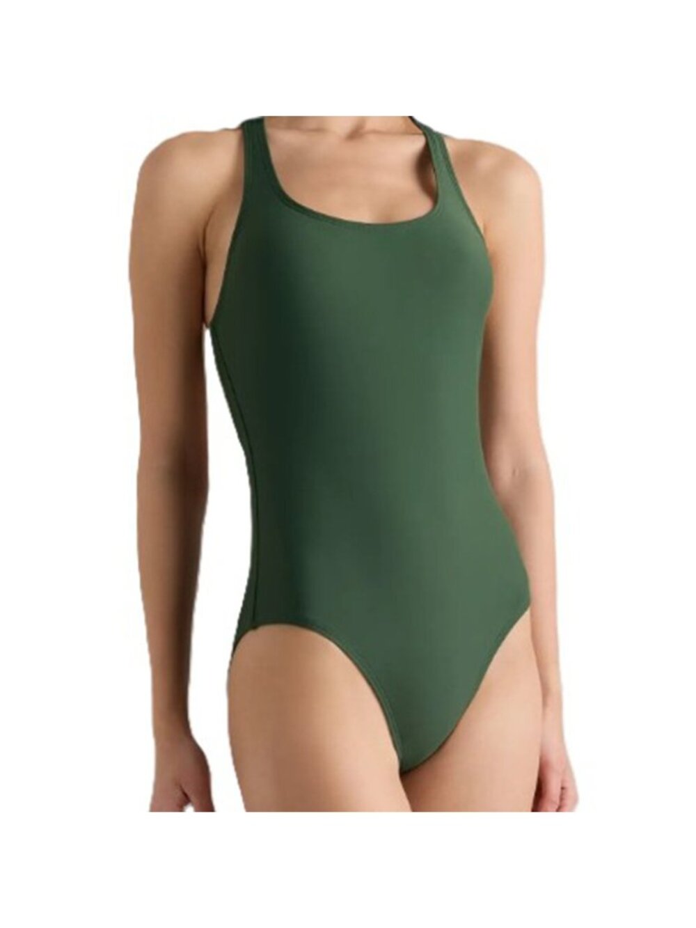 Quince Italian Cross-Back One Piece Swimsuit Palm Green XS NWT